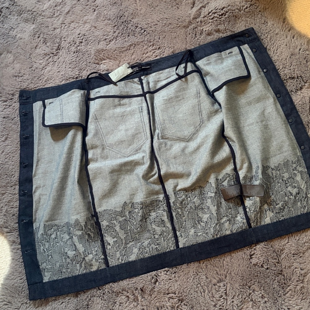 All Saints Hand Embellished Dark Wash Denim Pencil Skirt - Picture 3 of 15